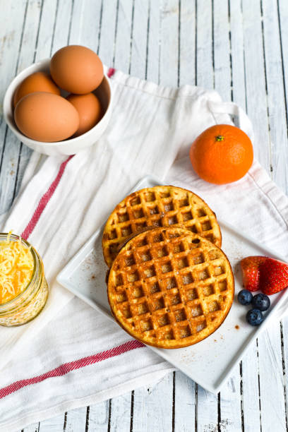 istock Keto Chaffle Waffles made with Eggs and Cheese 1294060032