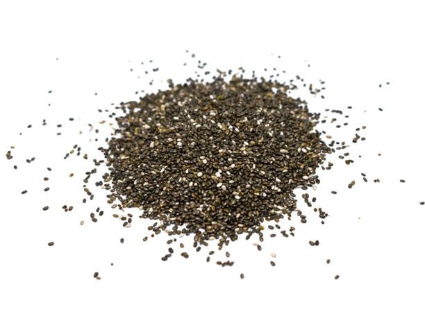 istock Collection of chia seeds top view isolated on white. 1294070672