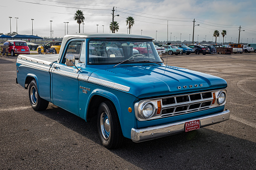 Daytona Beach, FL - November 29, 2020: 1968 Dodge D100 pickup at a local car show.