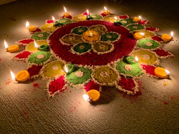 istock Diwali Rangoli Oil Lamps 1294079544