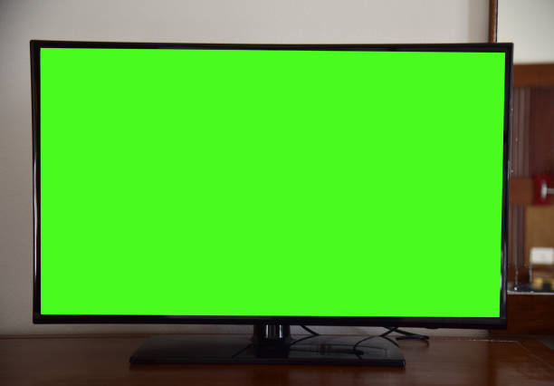 istock Close up monitor green screen. 1294080366