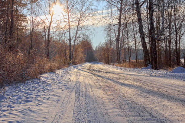 зимняя дорога - winterroad стоковые фото и изображения