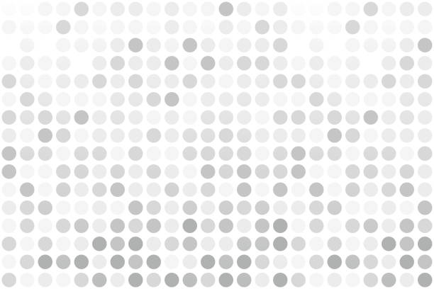 Print Abstract gray mosaic - vector circles on white background. Pixel style. Digital. cell. Geometry template. Vector illustration polka dots stock illustrations