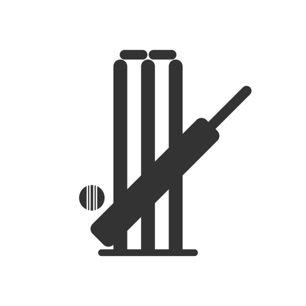 Cricket bat ball stump bails icon Cricket sports game bat ball stump icon. Vector graphic design. wicket stock illustrations