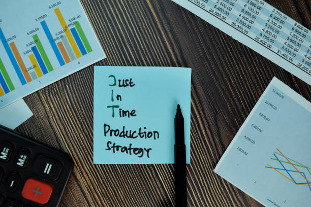 istock Just in Time Production Strategy write on sticky note isolated on Wooden Table. Business concept 1294093854