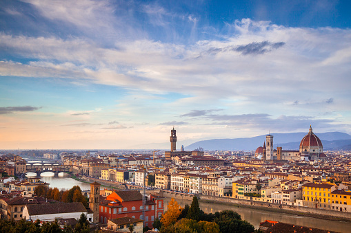 Skyline view of Florence, Italy at dusk