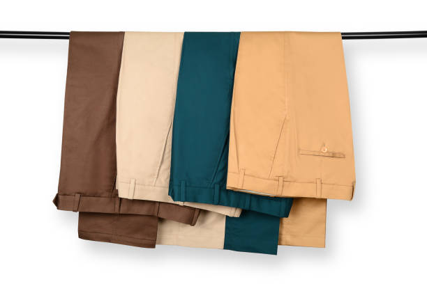 Pants isolated on white background, Hanged trousers, Chino pants