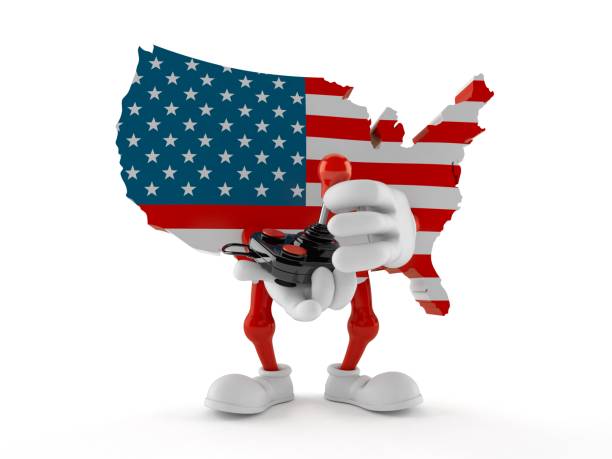 istock USA character holding retro joystick 1294106981