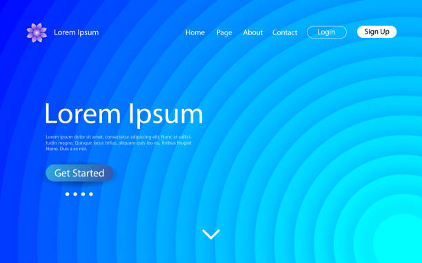 istock Website landing page design with abstract circle gradient shapes on sky blue color background. Vector illustration eps10. 1294107013