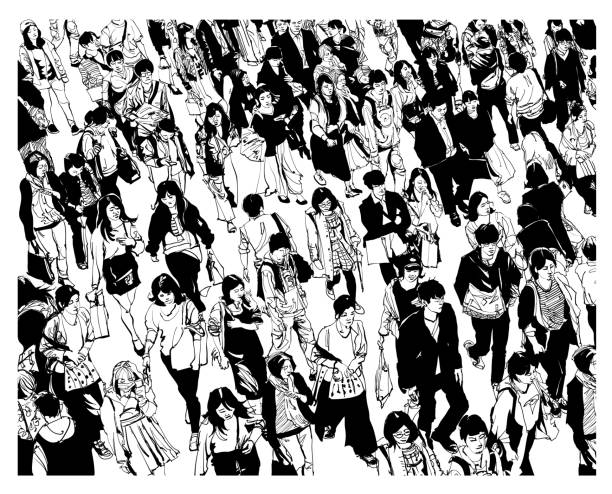 fußgänger zu fuß an shibuya crossing - boulevard stock-grafiken, -clipart, -cartoons und -symbole