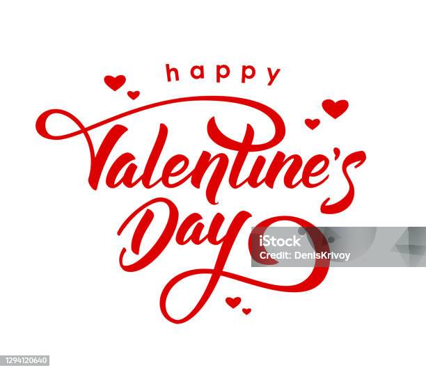 Ręcznie Rysowane Eleganckie Nowoczesne Szczotki Napis Happy Valentines Day Z Sercami Izolowane Na Białym Tle - Stockowe grafiki wektorowe i więcej obrazów Walentynki