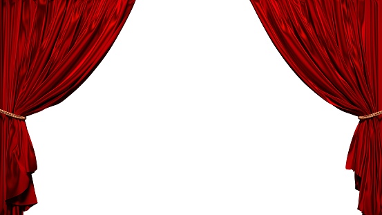 3D illustration of a red curtain with no background