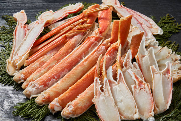 a collection of boiled crabs - asia cooked food gourmet imagens e fotografias de stock