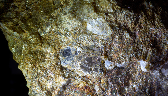 Labradorite of natural mineral from geological collection. Close up macro