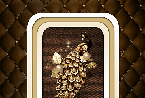3d mural wall .\nDark brown abstract background with dark peacock and golden leafs and pearl .\nmodern simple lights\n3d, 3d illustration, 3d rendering, abstract, art, backdrop, background, backgrounds, black, box, brown, dark, decor, decoration, decorative, design, fabric, floral, gold, illustration, isolated, leaf, light, luxury, modern, natural, old, pattern, peacock, print, retro, spring, style, textile, texture, thailand, vintage, wall, wallpaper, wedding, white, wild, wood, yellow