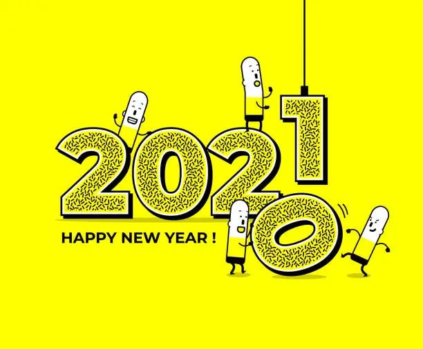Vector illustration of Greeting card for the New Year 2021