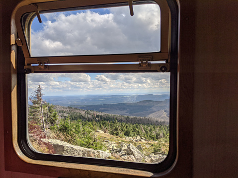 Steam Train at the Brocken View from inside