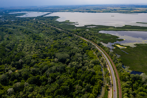 marsh, aerial view, lake water, nature conservation