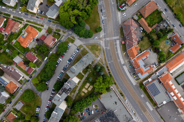istock Flying over city area 1294136710