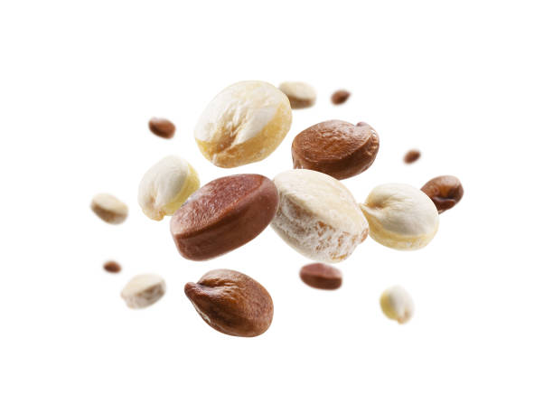 istock Red and white quinoa levitate on a white background 1294138781
