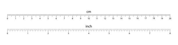 cmとインチでスケールを測定します。センチメートルとインチで定規のマーキング。定規20センチメートルと8インチ。測定ツール。 - inch点のイラスト素材／クリップアート素材／マンガ素材／アイコン素材