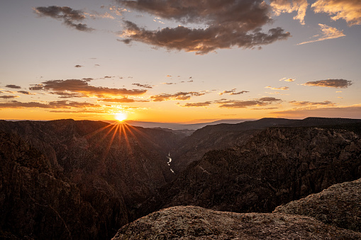 Burst Of Light On The Horizon At Sunet View In Black Canyon of the Gunnison
