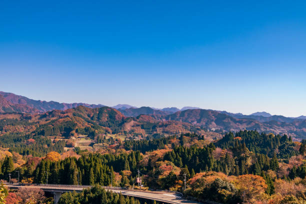 Takachiho Town, Miyazaki Prefecture, Mountains with a spectacular view from Kunimigaoka in autumn