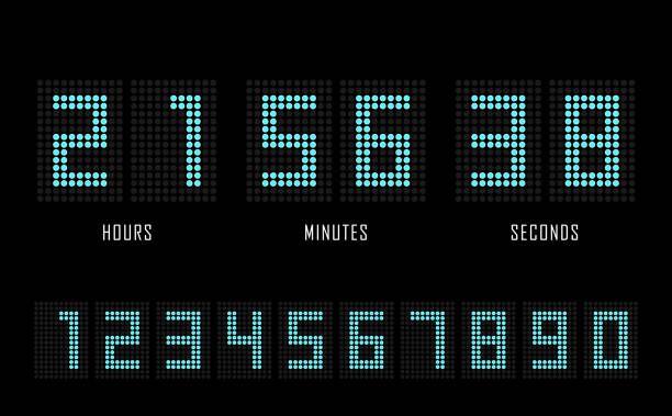 Countdown website flat template digital clock timer background. Dots number. Countdown timer. Clock counter. Digital scoreboard. Countdown website vector flat template digital clock timer background. Dots number. Countdown timer. Clock counter. Digital scoreboard. digital display stock illustrations