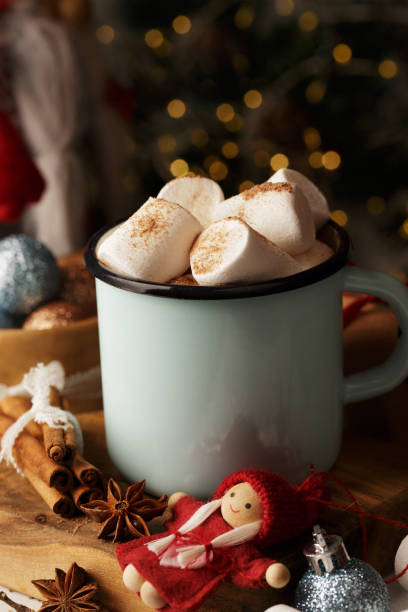 istock Marshmallows with coffee and chocolate in mug - Christmas drink 1294153456