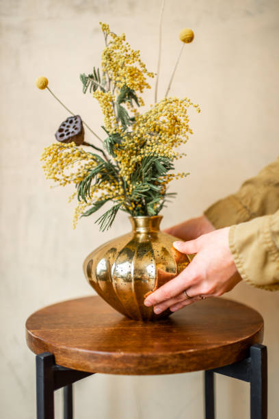 istock Composition of flowers and herbs on beige background 1294161079