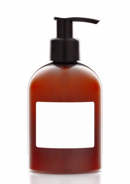 istock Brown cosmetic bottle with blank white label. 1294162486