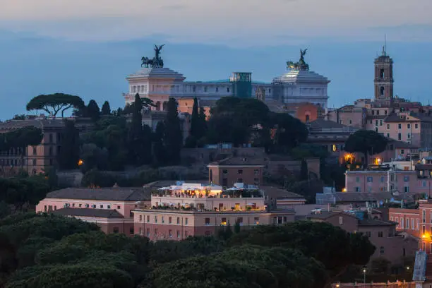Skyline showing the Victor Emmanuel II Monument in the distance, Rome, Italy