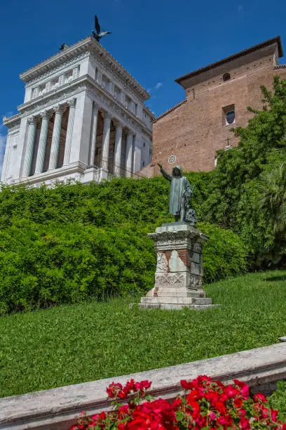 Girolamo Masini (1840-1885) Monument to Cola di Rienzo on the side of the Cordonata leading to Piazza del Campidoglio, Rome, Italy