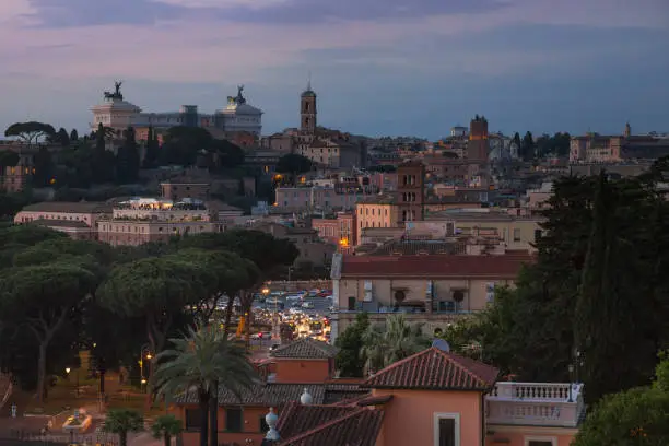 Skyline showing the Victor Emmanuel II Monument in the distance, Rome, Italy