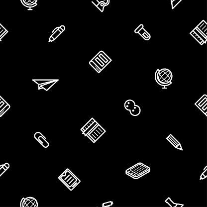 Study Pattern Backgrounds Seamless Pattern Elements Hand Drawn Collection College School Study ...