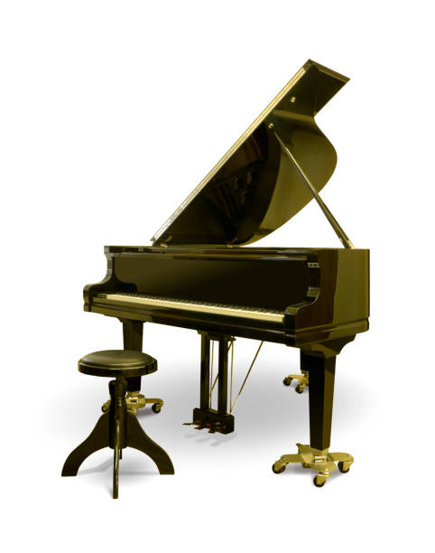 istock Grand piano and stool on a white background 1294173505