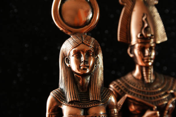 Pharaoh Tutankhamun with the goddess ISIS on a black background. Egyptian history. Pharaoh Tutankhamun with the goddess ISIS on a black background. Egyptian history. historical museum stock pictures, royalty-free photos & images