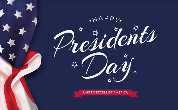 ilustrações de stock, clip art, desenhos animados e ícones de presidents day background. banner on top of american flag. vector flat illustration. - presidente