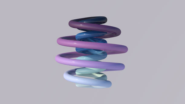 istock Glossy blue and purple spiral Abstract illustration, 3d render. 1294178095