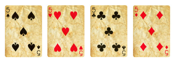 istock Set of Five playing cards - isolated on white 1294180629