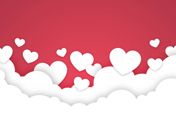 Valentine's Day heart shape love clouds border edge.
