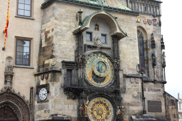 Prague, Czech Republic-June 23, 2013: Front View of the Historical Astronomical Clock, Close-up.