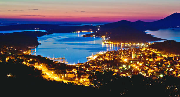 istock Colorful sunset at Losinj bay panoramic view 1294190046