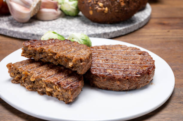 istock Grilled plant based, meat free vega burgers close up 1294191237