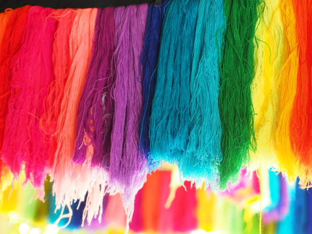istock Yarn, several colors arranged abstract Gradient for background, Garn colorful pink orange red yellow green blue purple violet gold o-rose dark and soft color 1294203778