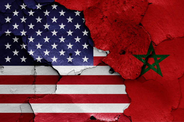 istock flags of USA and Morocco painted on cracked wall 1294205292