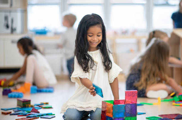 istock Time to build with magnetic tiles 1294209892