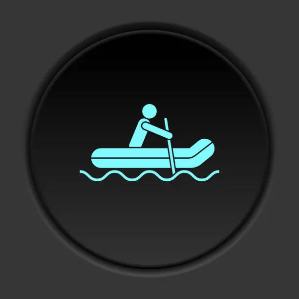 Vector illustration of Round button icon Rafting man. Button banner round badge interface for application illustration