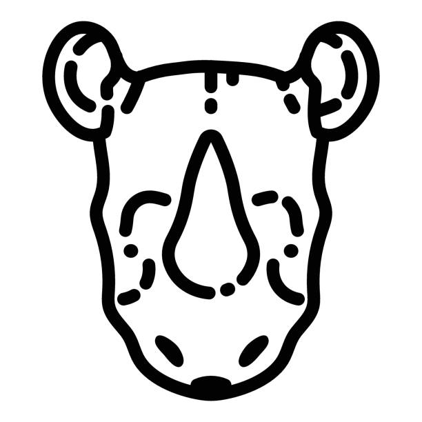 illustrazioni stock, clip art, cartoni animati e icone di tendenza di icona di rhino flat isolata su sfondo bianco - kruger national park illustrations