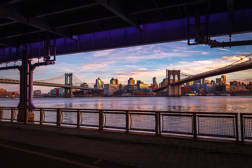 The Manhattan and Brooklyn Bridge, shot from lower Manhattan